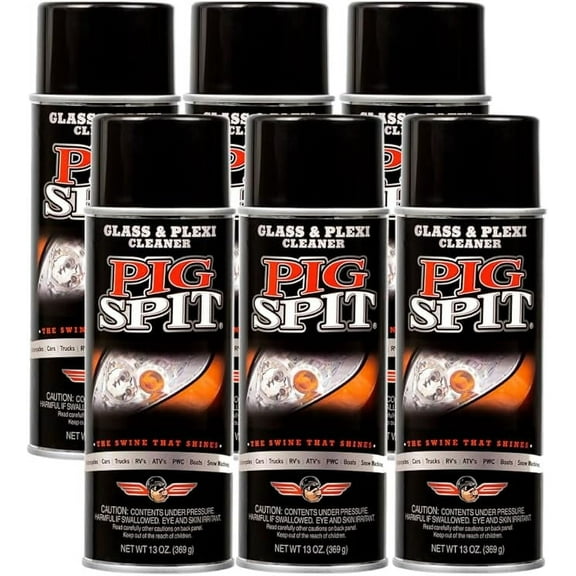 PIG SPIT Glass and Plexi Cleaner for a Streak-Free Shine for Home and Automotive Use | 13 oz.| 6-Pack