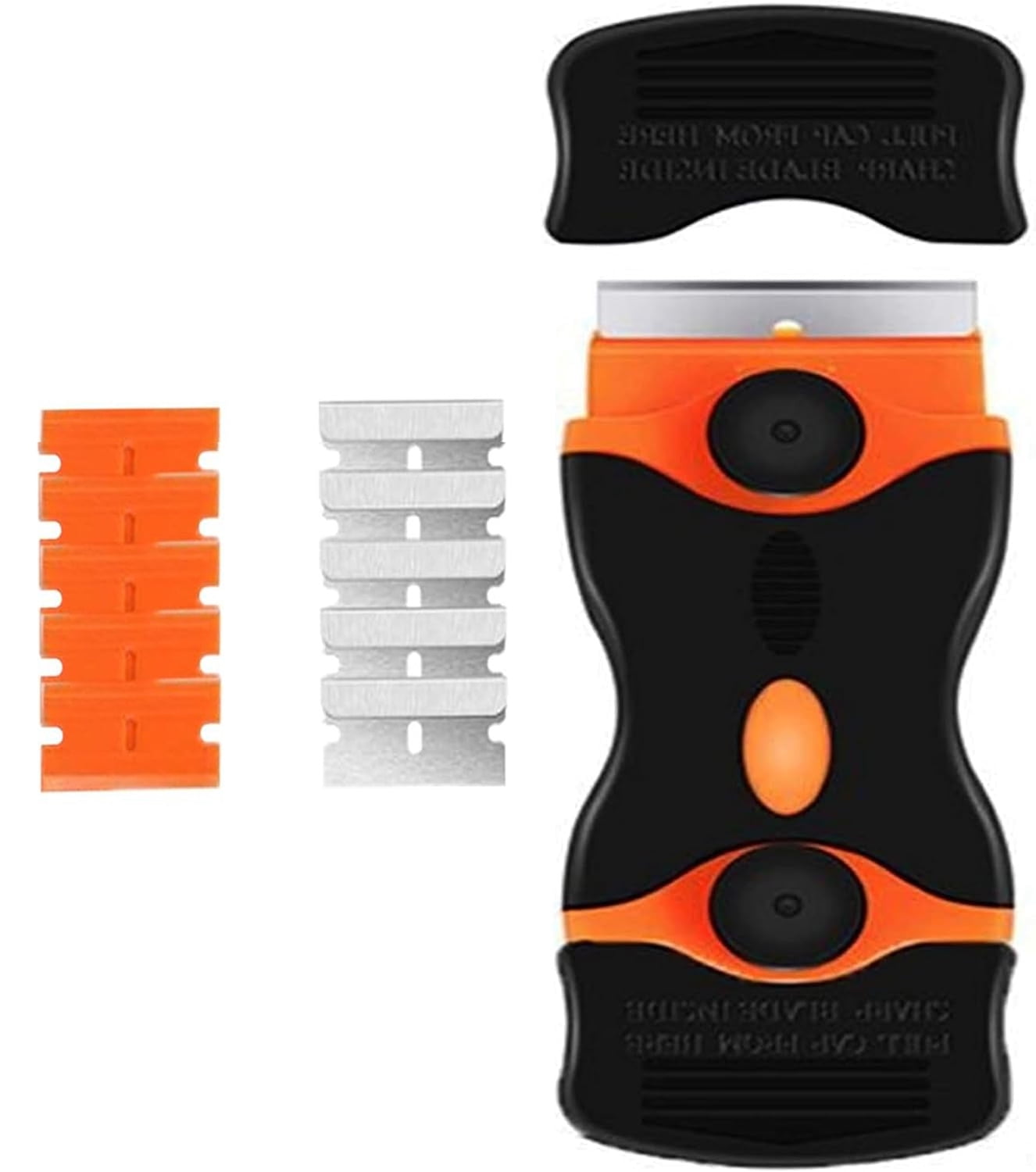 PIGADA 2 Pcs Plastic Razor Blade Scraper One Set with 10Pcs Razor