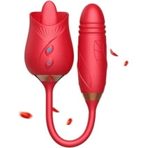 PIGADA Rose Sex Toys Dildo Vibrator - 3in1 Adult Toys Sex Stimulator for Women with 9 Tongue Licking & Thrusting Dildo G Spot Vibrators, Adult Anal Sex Toy Clitoral Nipple Licker for Woman Man Couples