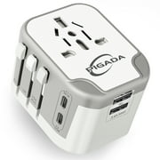 PIGADA Universal Travel Adapter One International Wall Charger AC Plug Adaptor with 10A Smart Power and 3.0A USB Type-C for USA EU UK AUS