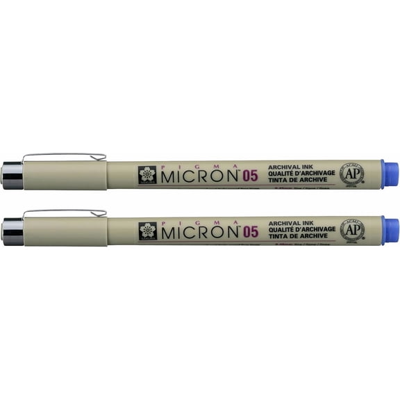 PIGMA MICRON 05 FINELINER PEN, 0.45MM LINE WIDTH, PACK OF 2 (Blue)