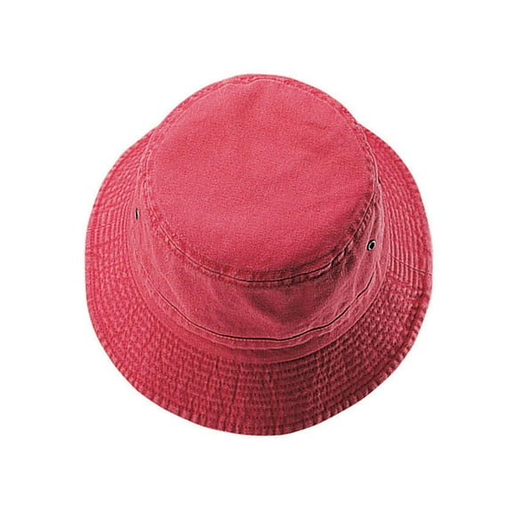 PIGMENT DYED WASHED BUCKET HAT - Red Small/Medium