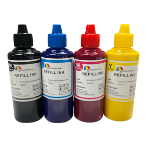 PIGMENT Refill Ink Bottles Compatible for Canon HP Brother Lexmark Inkjet Printers Refillable Cartridge CISS CIS System - Pack of 4