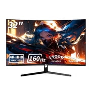 PIJ 32 Inch Curved Gaming Monitor Built-in Speakers, 4K UHD 1500R Immersive Screen, 160Hz Refresh Rate, 1ms, AMD FreeSync, 120% sRGB VA Panel, HDMI 2.1 x2/DP 1.4 x2, Wall Mountable