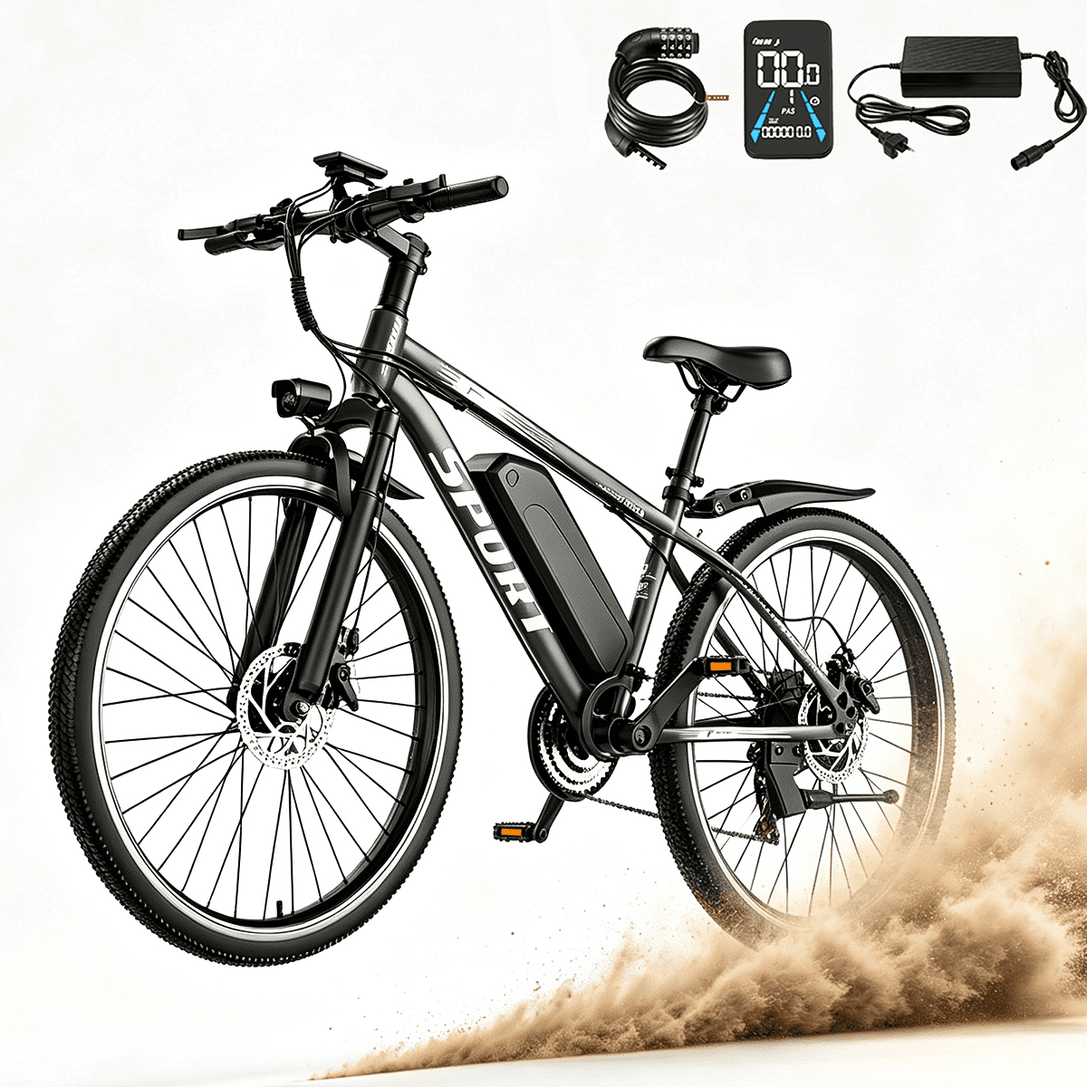 KAZEFLOW adult electric bicycle, 26-inch electric mountain bike, 750W peak power motor, top speed up to 20 mph, equipped with a 48V 10.4AH removable battery, range of 65 miles,Class 2, UL 2849 certif