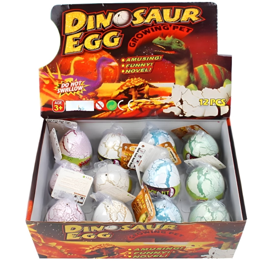 PIKACHY 12Pcs Hatching Dinosaur Eggs Grow In Water Educational Toy Easter Basket Stuffer Plastic Colorful Cracks
