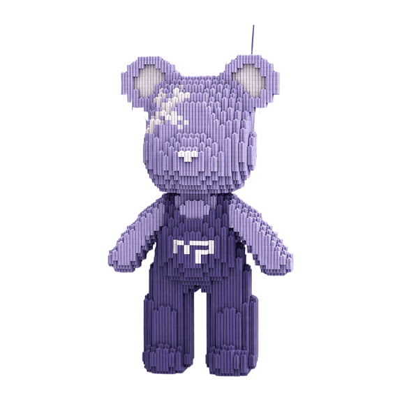 PIKACHY Purple Bear Building Block Set 32cm DIY Toy 800+ Pieces Ages 7-14 Home Desk Decor Collectible Gift