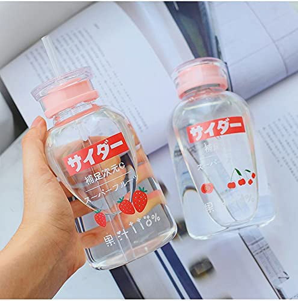 PIKADINGNIS Kawaii Glass Cup Kawaii Strawberry Milk Cup Glass Kawaii Cup  Japanese Drinks Kawaii (Peach mug) 