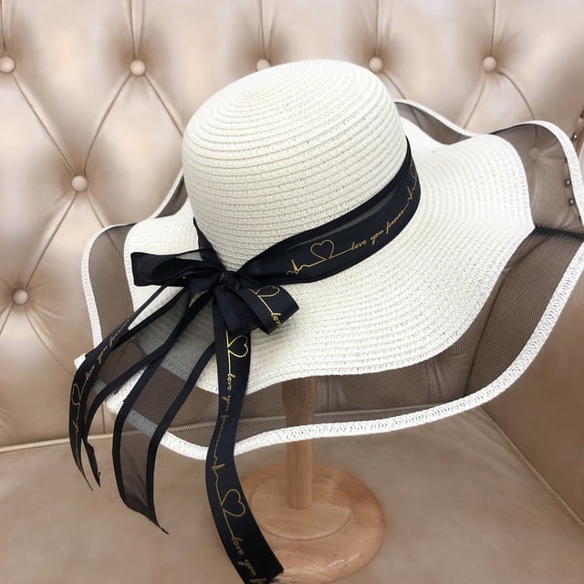 2022 Fashion Womens Oversized Straw Sun Hat With Bow With Bow