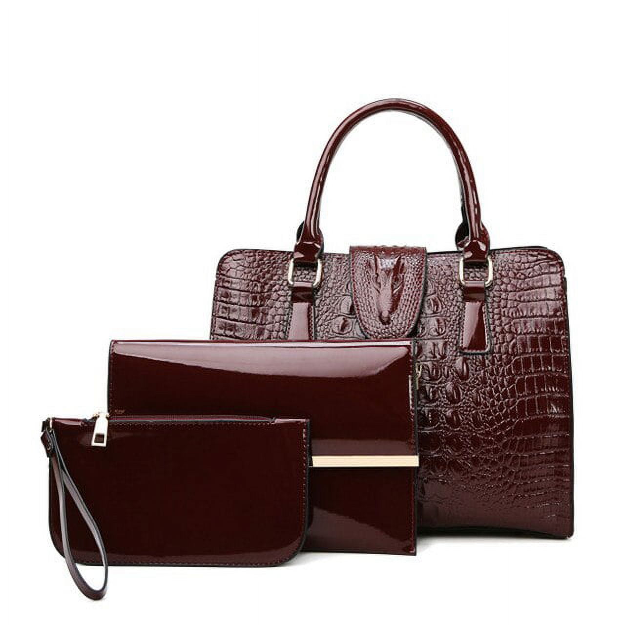 PIKADINGNIS 3 Sets Fashion Patent Leather Women Tote Bag Luxury Handbags  Crocodile Pattern Women Bags Designer Brand Shoulder Messenger Bag