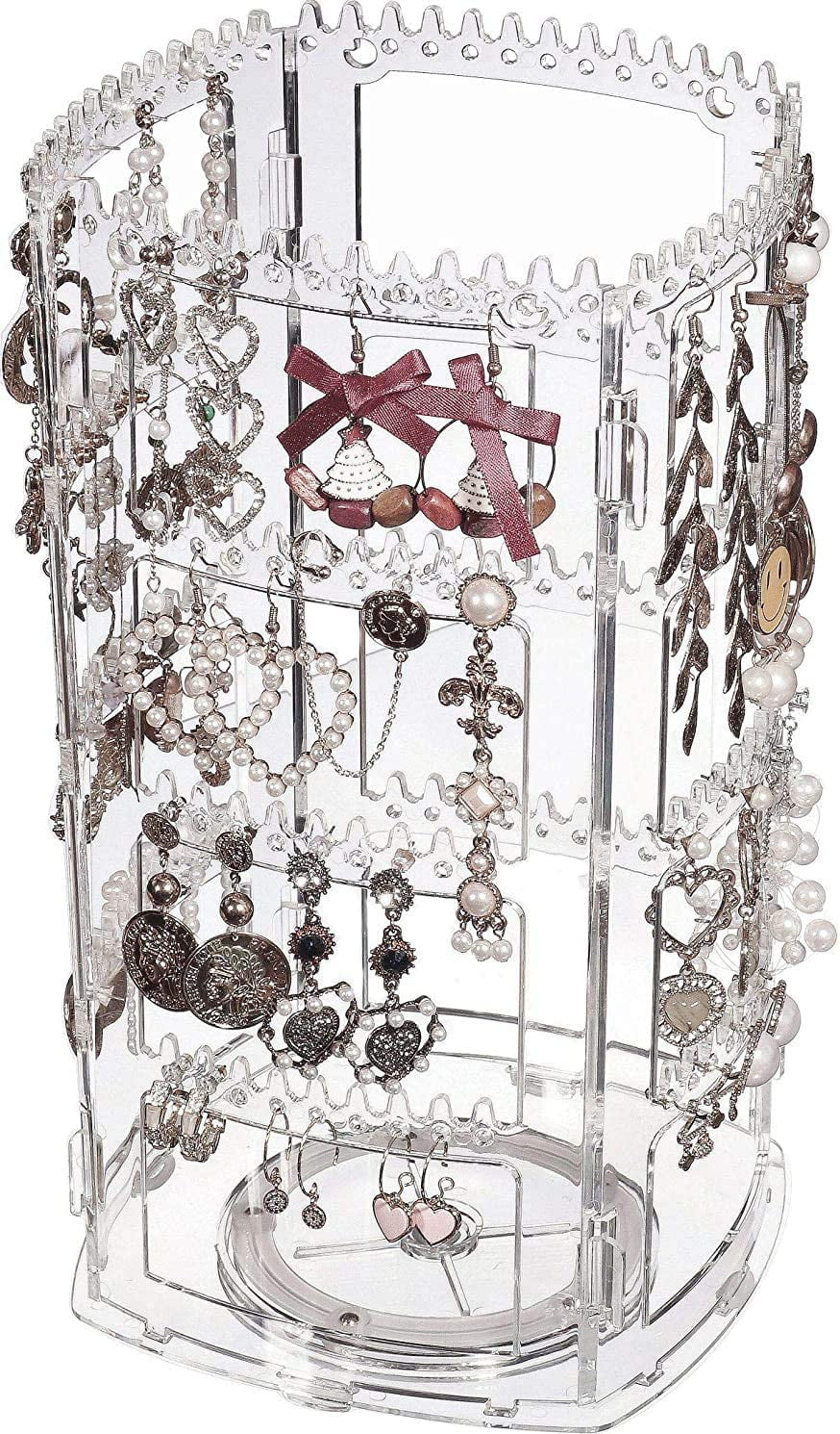PIKADINGNIS 360 Rotating Earring Holder Organizer Clear Jewelry Displays Dangle Earinging Rack