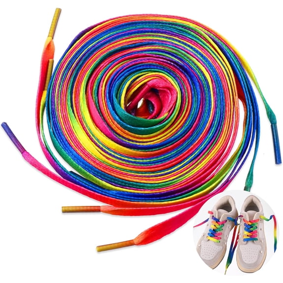 PIKADINGNIS 4 Pair Long Shoe Laces for Sneakers, 47 Inch Flat Athletic Shoe Laces, Colored Shoe Laces, Rainbow Gradient Shoe Laces for Athletic Running Sneakers Shoes Boot Strings