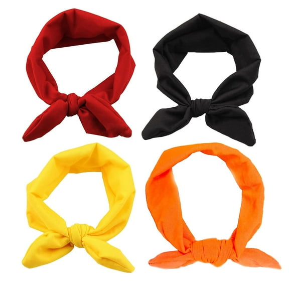 PIKADINGNIS 4PCS Women Elastic Bow Hairband Adult Turban Knotted Bunny Ears Headband Headdress Hair Accessories Headwrap