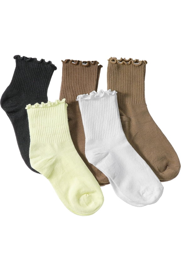 5 Pairs Frilly Socks Women Cute Womens Ruffle Socks Ruffle Ankle Socks Casual Frill Socks Women for Teen Women