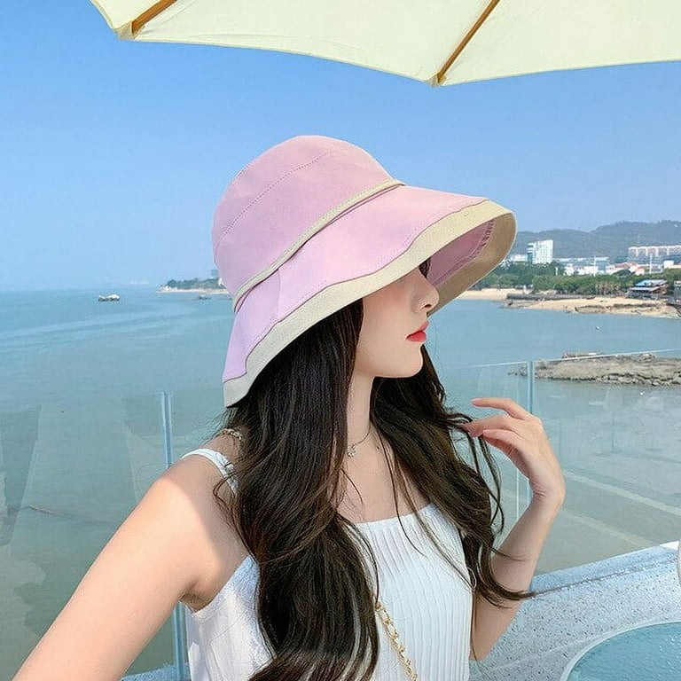 PIKADINGNIS Autumn Summer Hats for Women Sun Protection Casual Bucket Hat  Female Wide Large Brim Outdoor Travel Fashion Foldable Lady Panama