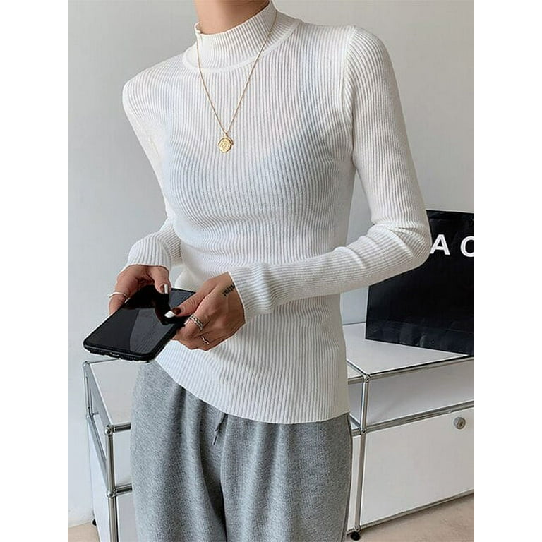 PIKADINGNIS Autumn Winter Sweaters Pullovers Women Long Sleeve Tops Turtleneck Knitted Sweater Slim Chic Clothes Solid Top Pull Femme