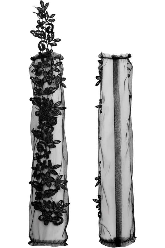 Black Leaf Fingerless Lace Gloves, Long Lace Gloves, Goth Gloves, Gothic Gloves, Vintage Gloves, Black Lace Gloves For Women, Gothic Accessories