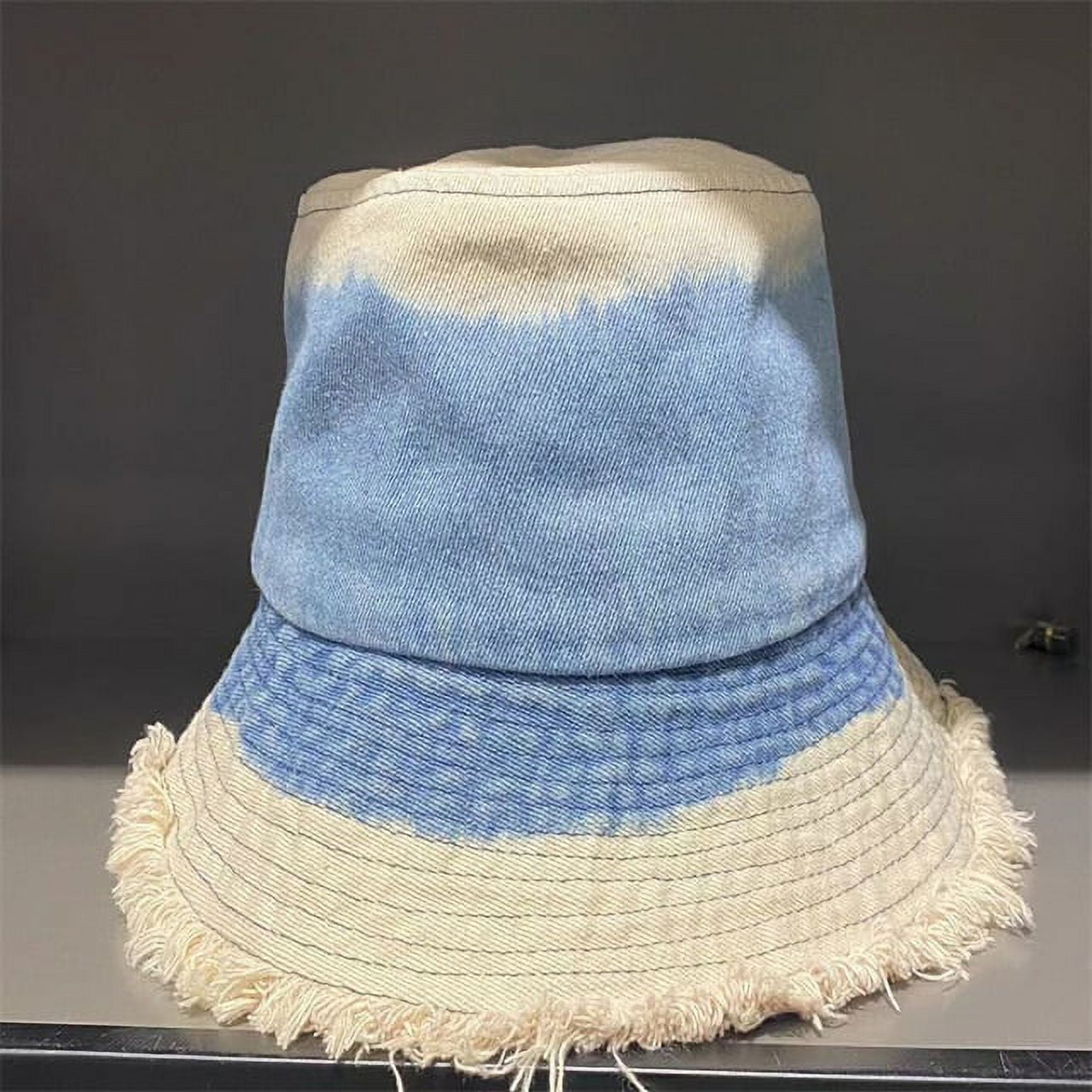 PIKADINGNIS Bucket Hat Women Autumn Hats and Caps Patchwork Washed Denim Bucket Hat Hip Hop Solid Wide Brim Cotton Beach Fishing Cap Panama