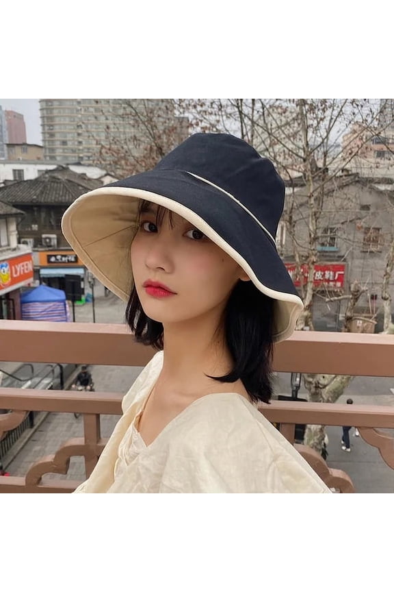 Bucket Hats with String Summer Sun Hats for Women Outdoor Foldable Panama Womens Bucket Hats Khaki Casual Fisherman Hats