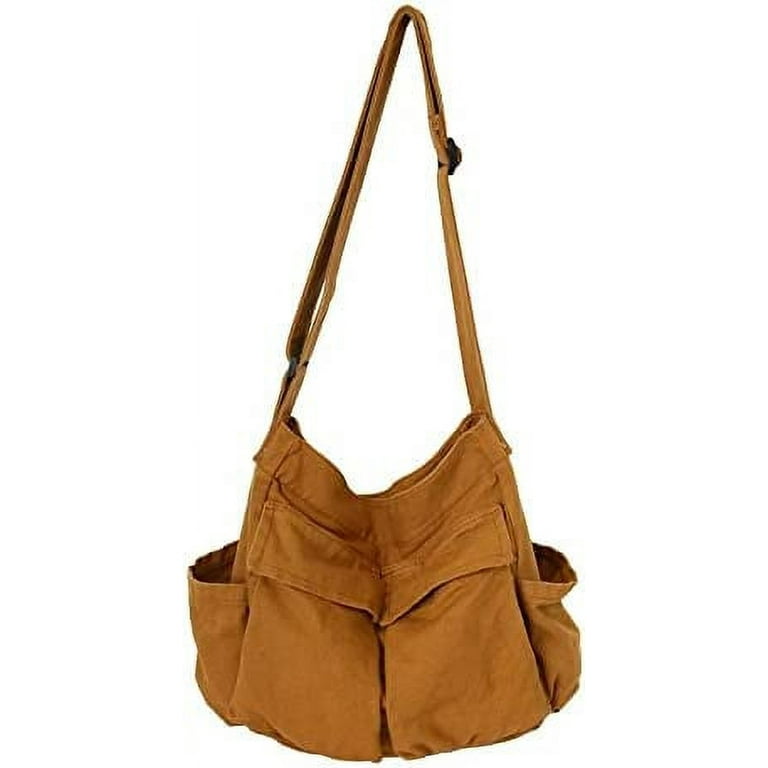 PIKADINGNIS Canvas Shoulder Tote Bag for Women Vintage Messenger