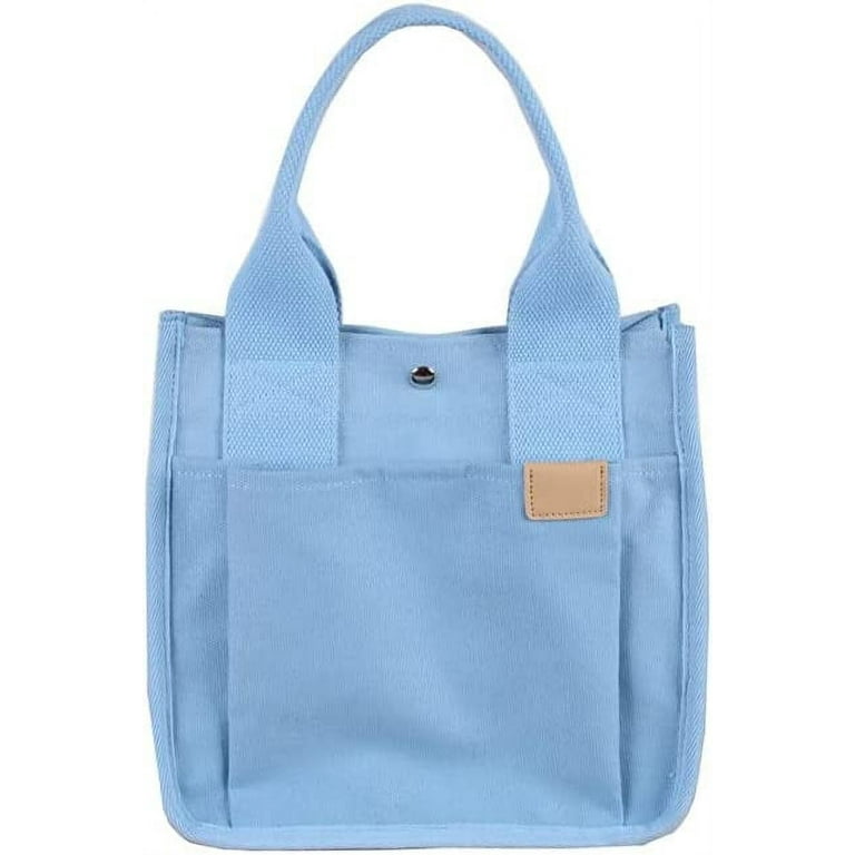 Pikadingnis Canvas Tote Bag for Women Lunch Bag Box Tote Bag Aesthetic Purses Handbags Simple Modern Lunch Box, Adult Unisex, Size: One size, Blue