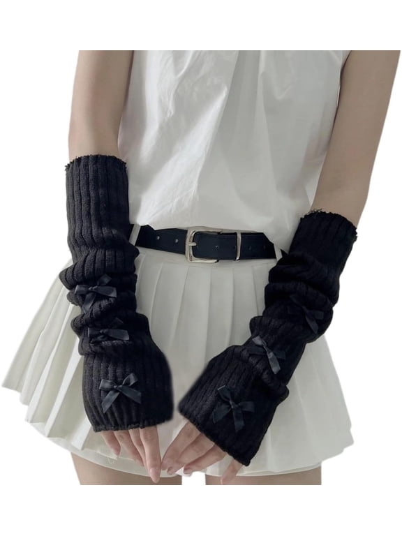 Cute Y2K Bow Arm Warmers Kawaii Half Finger Adorable Accesspties for Teen Girl Glove Gyaru Harajuku Arm Sleeve