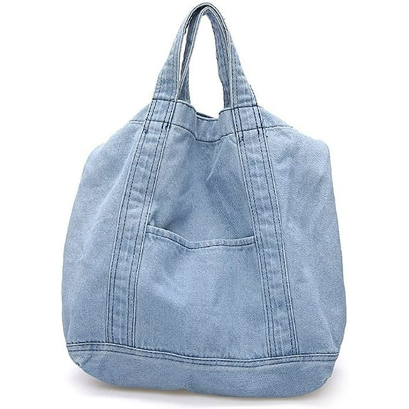 PIKADINGNIS Denim Handbag for Women Retro Tote Shoulder Purse Lightweight Crossbody Bag for Girls