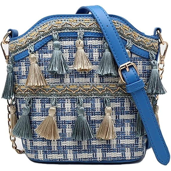 PIKADINGNIS Ethnic Tassel Sling Crossbody Bag for Women Vintage Shoulder Bags Tassel Nation Woven Handbag Casual Commuter Bag