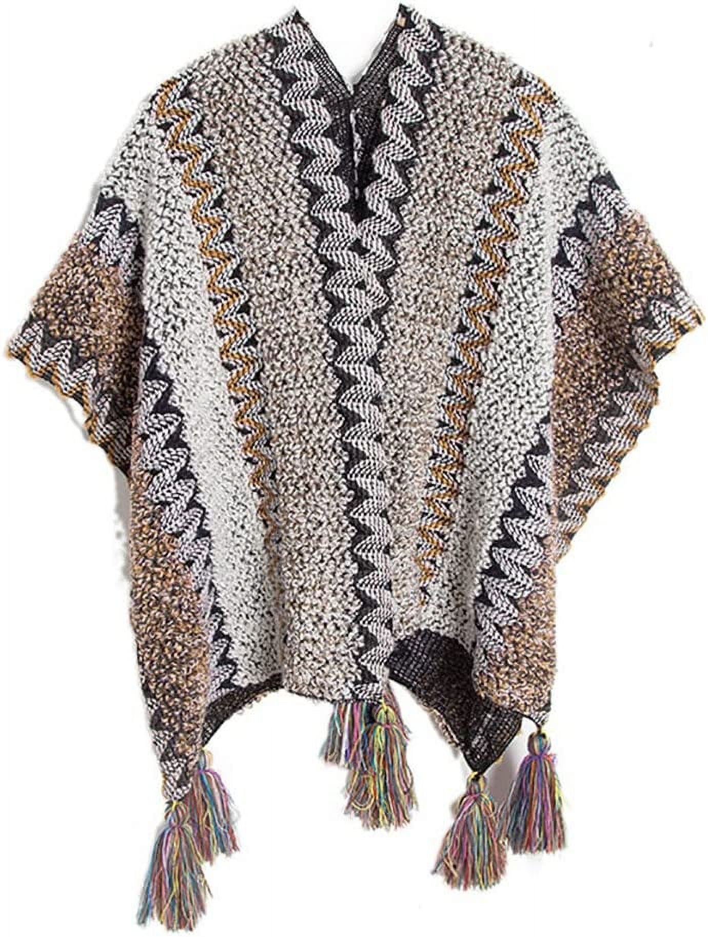 PIKADINGNIS Ethnic Wrap Shawl Poncho Cape for Women Knit Oversized Open