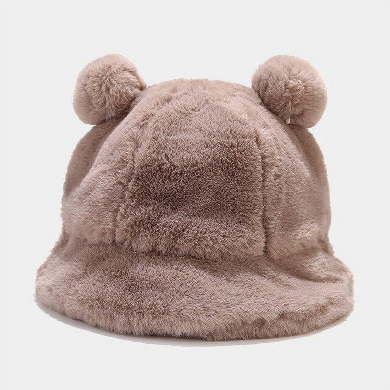 Plush Faux Fur Animal Rat Hat Cap Soft Warm Winter Headwear Fun Cute Beanie  Hat Fleece Lining
