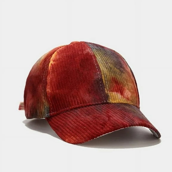 PIKADINGNIS Fashion Corduroy Unisex Men Women Tie-dyed Sun Hat Adjustable Baseball Cap Hip Hop Hat Ponytail Messy Bun Caps Summer Autumn Hat