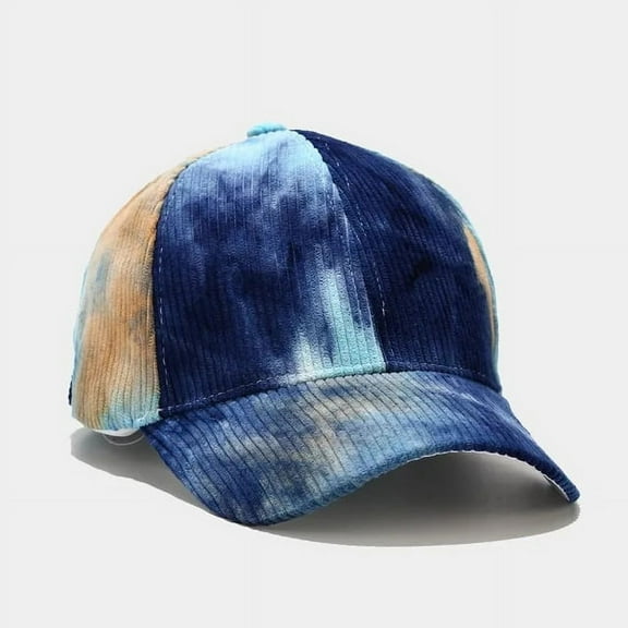 PIKADINGNIS Fashion Corduroy Unisex Men Women Tie-dyed Sun Hat Adjustable Baseball Cap Hip Hop Hat Ponytail Messy Bun Caps Summer Autumn Hat