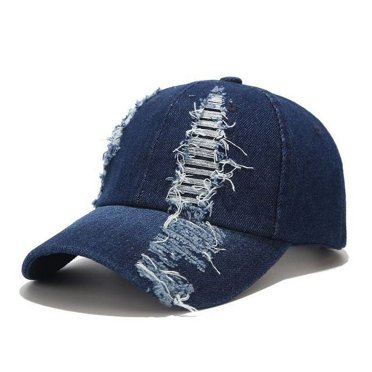 PIKADINGNIS Fashion Denim Hole Style Baseball Caps Summer Autumn Unisex Solid Plain Curved Sun Visor Hip-Hop Cap Hat Women Man Adjustable