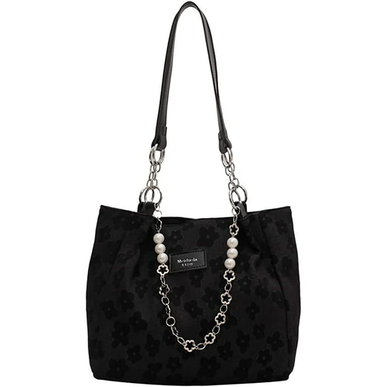 PIKADINGNIS Fashion Large Size Canvas Shoulder Bag for Women, Tote Handbag  with PU Leather Strap 