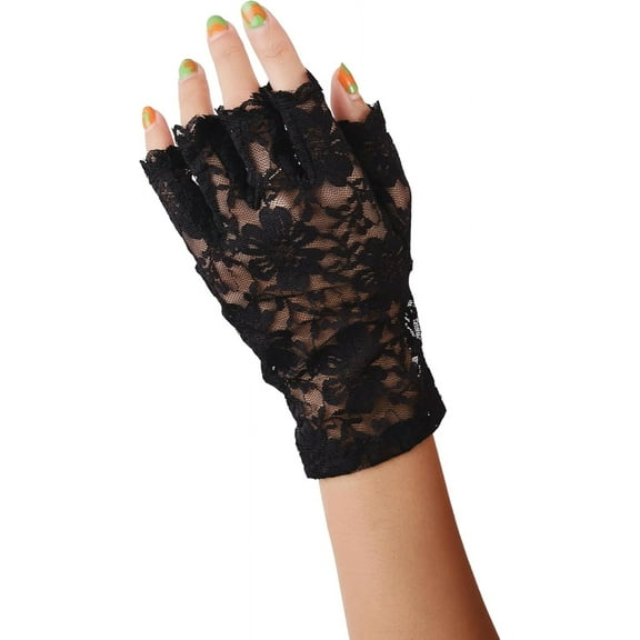 PIKADINGNIS Fingerless Lace Gloves, Mesh gloves, Goth Gloves, Vintage Gloves, Gothic Accessories