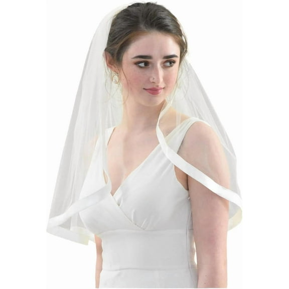 PIKADINGNIS Flower Girls First Communion Veil Ivory 1 Tier Wedding Veil Comb with Ribbon for Women and Girls
