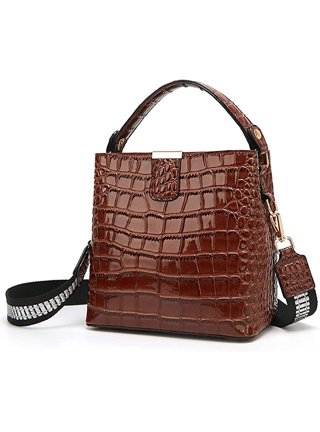 Women Ladies Fashion Alligator Solid Large Capacity Shoulder Tote Handbag  Bags Checke Tote Bag 