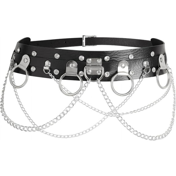 PIKADINGNIS Goth Black Belt, Black PU leather Belt, Punk Belt, Grunge Belt, Emo Grunge Belt, Black Studded Belt for Women, Goth Accessories
