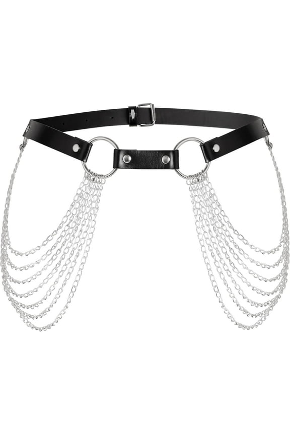 Goth Black Chain Belt, Black PU leather Belt, Punk Belt, Grunge Belt, Emo Grunge Belt, Black Studded Belt for Women, Goth Accessories