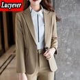 thumbnail image 1 of PIKADINGNIS High Quality Office Work Blazer Women Korean Notched Pockets Long Sleeve Coat Ladies Autumn Casual Suit Jacket, 1 of 6