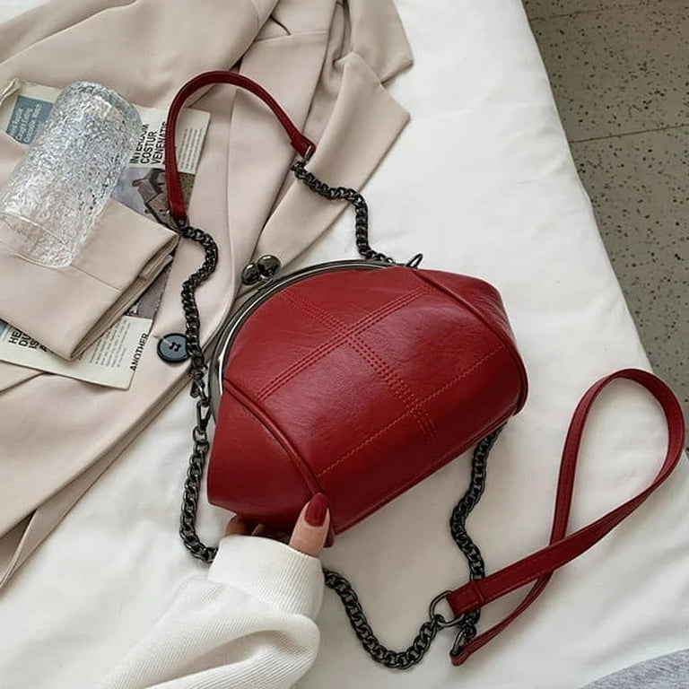 PIKADINGNIS High Quality Vintage Two Straps Shell Lock Bag Bags Chain Women Shoulder Crossbody Bags PU Leather Tote Women s Handbags Purses