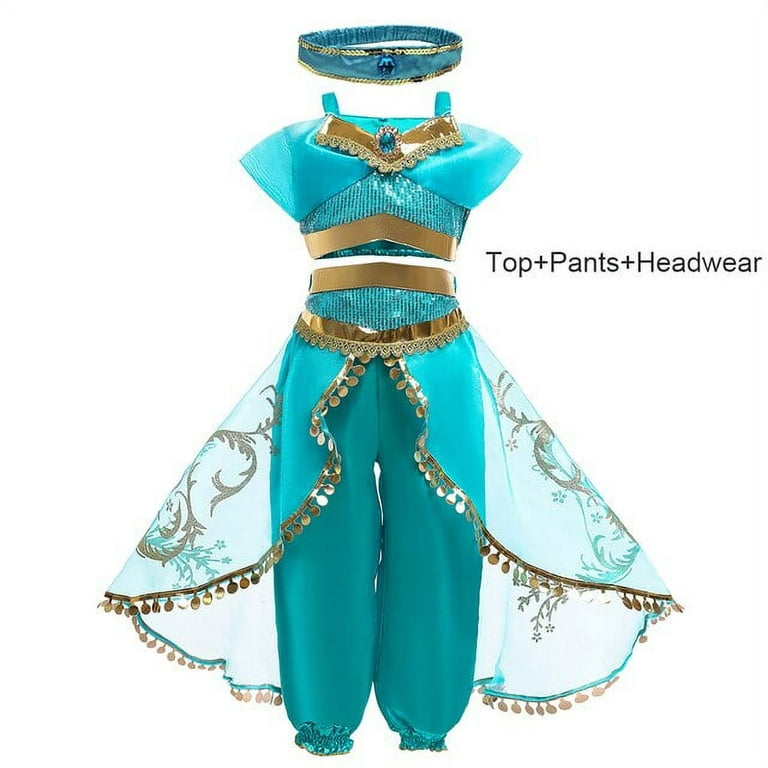 Emmababy Aladdin Jasmine Princess Cosplay Women Girl Garment Fancy Dress Up Party Costume, Women's, Size: Small, Blue