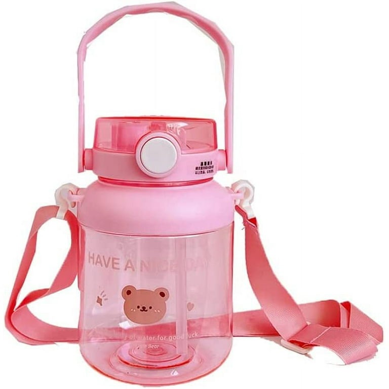 Jumbo Water Bottle with Straw Kawaii Bear Sport Plastic Outdoor