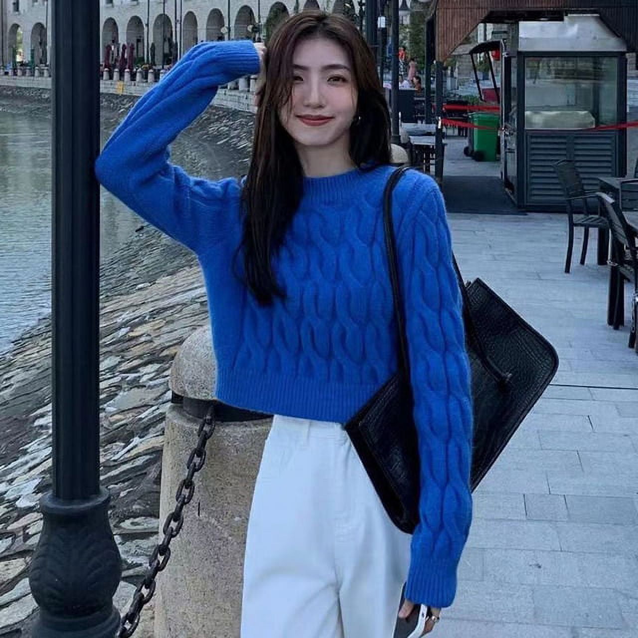 PIKADINGNIS Korean Style Short Knit Sweater Women Solid PIKADINGNIS Korean Style Short Knit Sweater Women Solid
