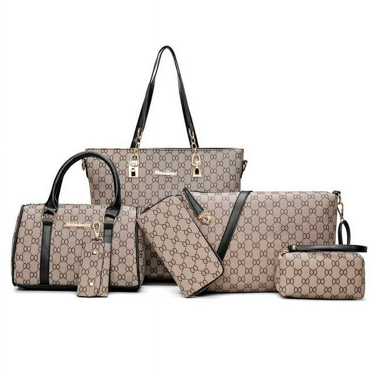 PIKADINGNIS Luxury Handbags Women Bags Designer High Quality Leather Bags  Pattern Women's Handbag Shoulder Bag and Crossbody Bag 6 Piece Set