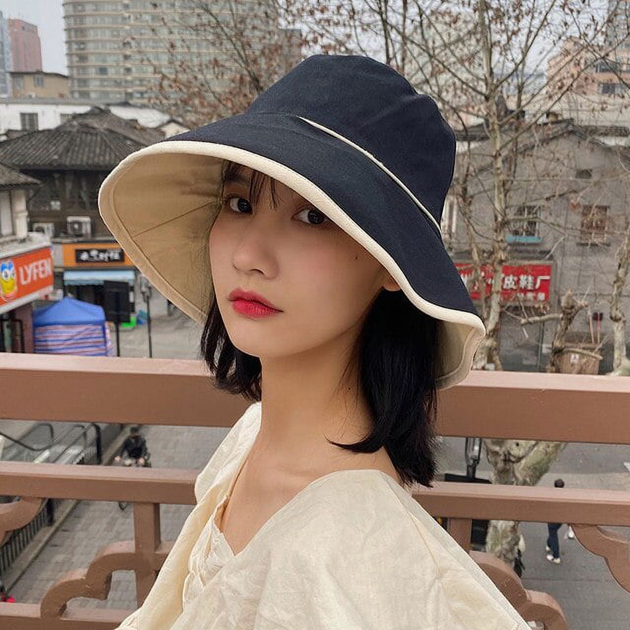 Womens bucket hat with hot sale string