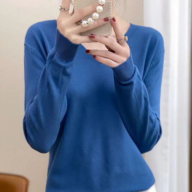 Loose V-Neck Long-Sleeved Thin Sweater Loose V-Neck Long-Sleeved Thin Sweater