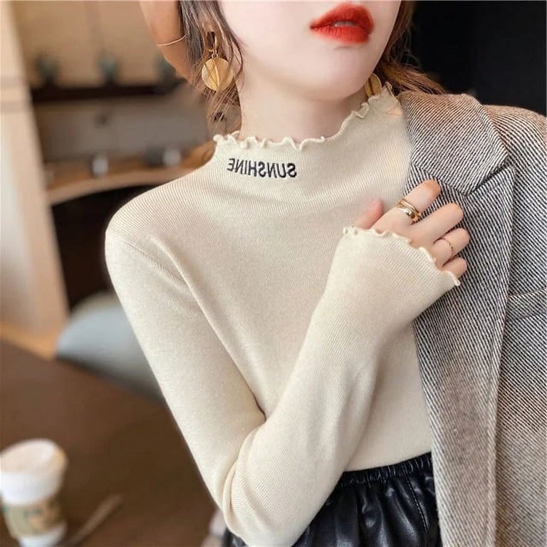 PIKADINGNIS New Autumn Winter Sweater Women Knitted Half a turtleneck  fashion Sweater Long Sleeve Slim Jumper Soft Warm Femme Tops 