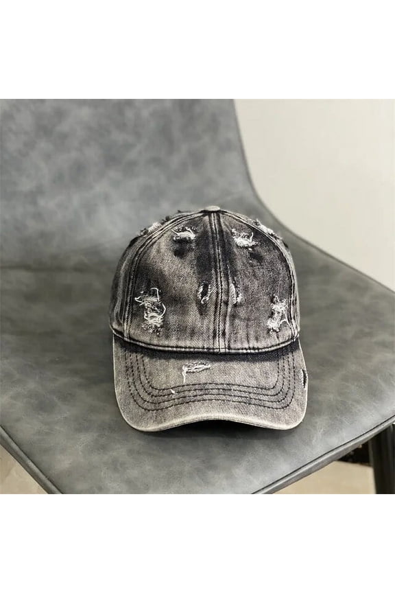 New Fashion Denim Cap Casual Washed Old Hole Jean Baseball Cap Vintage Men Blank Snapback Hat Women Hip Hop Cap Bone