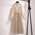 thumbnail image 1 of PIKADINGNIS New High Waist Floral Maxi Dress Woman Korean Fashion Pleated Summer Dress Women Elegant Ruffled Neck Midi Dresses, 1 of 6